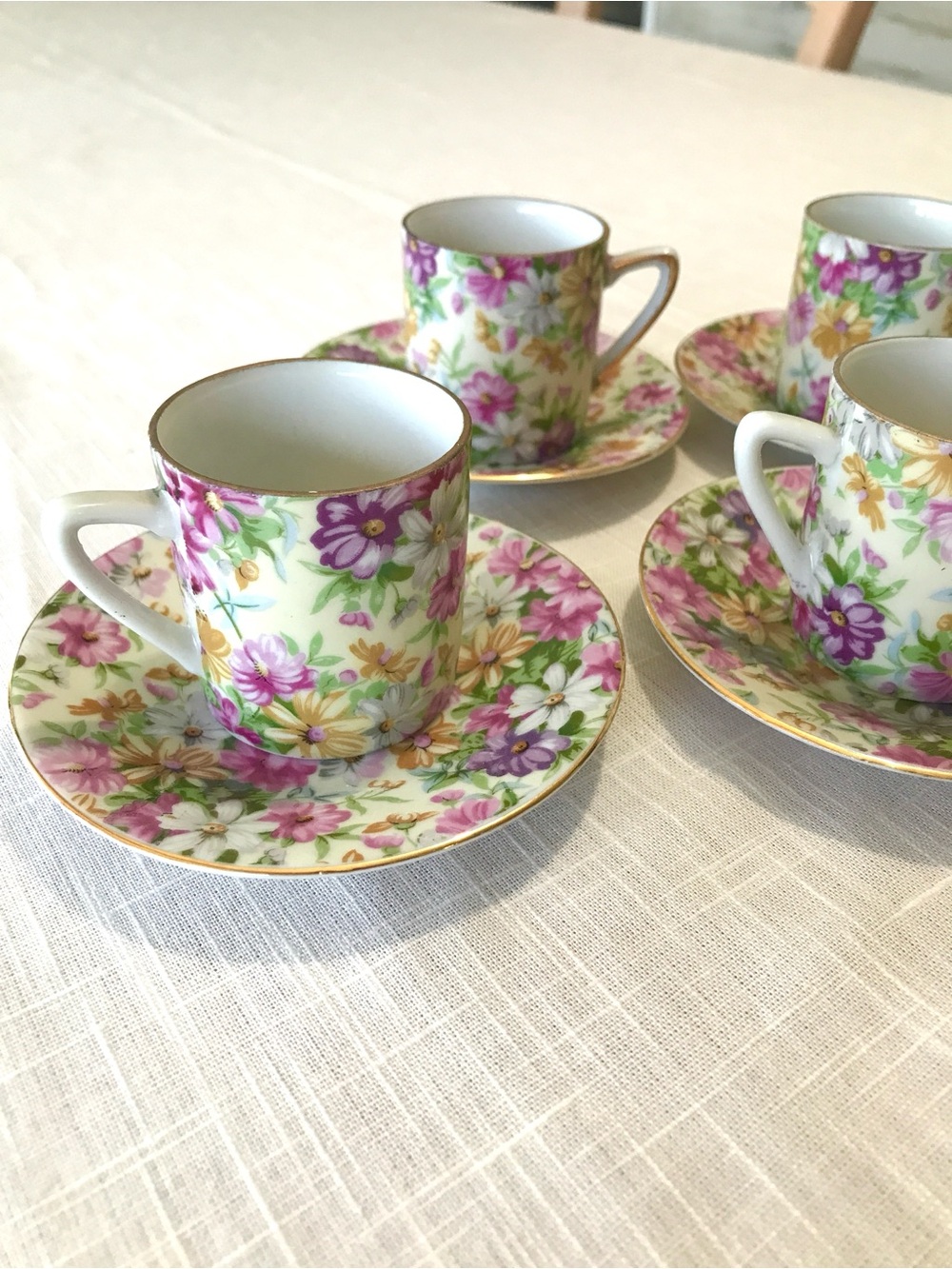 Vintage Chintz Porcelain Japan Set - Demitasse Set